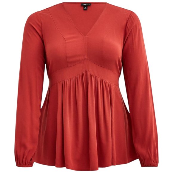 torrid Tops - TORRID Rust Babydoll Rayon Crepe Top Size 1X 14/16 1 NEW